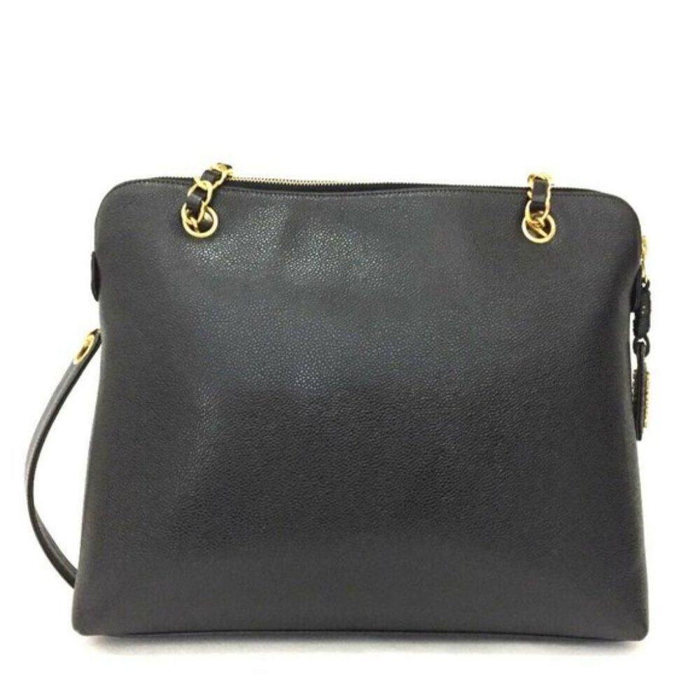 💯 Auth CHANEL CC VintageCaviar Skin Chain ToteBag - Picture 2 of 9